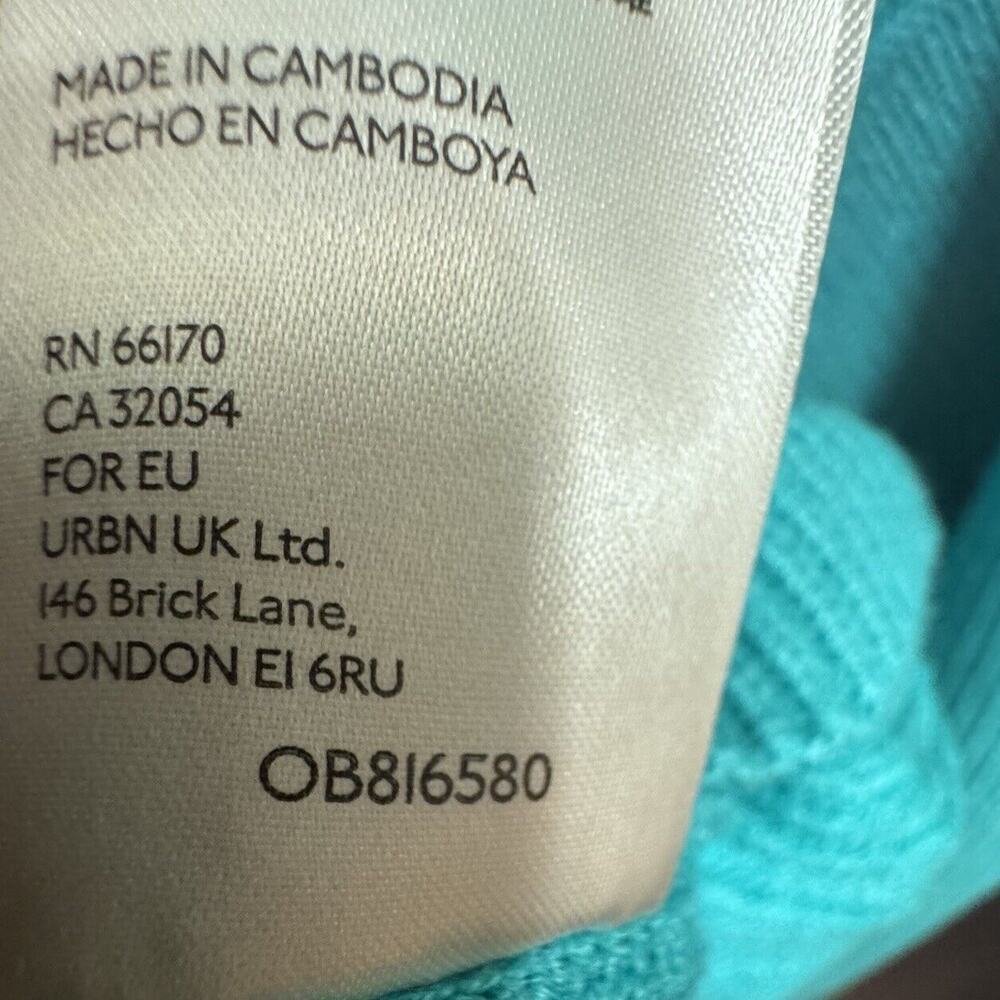 Free People Sweater Medium Womens Slouchy Ribbed Oversized Turquoise Minimalist - Picture 9 of 10